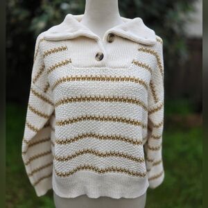 Madewell Canby button mockneck Chunky Knit Sweater Size Small